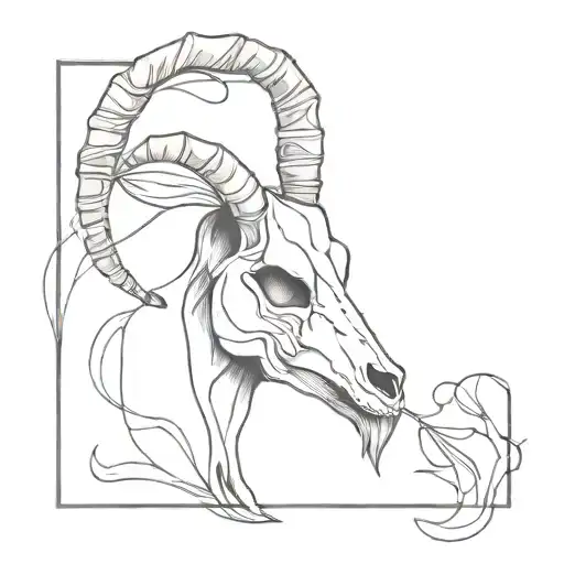 A Goat Skull Intertwined With Artistic Pencils