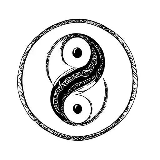 Yin Yang Karmic Ouroboros Snake