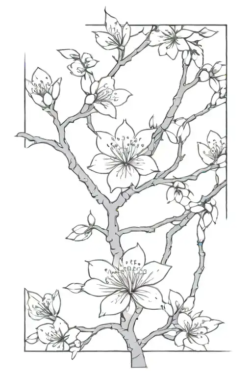 Eyes And Cherry Blossom Tree Branch