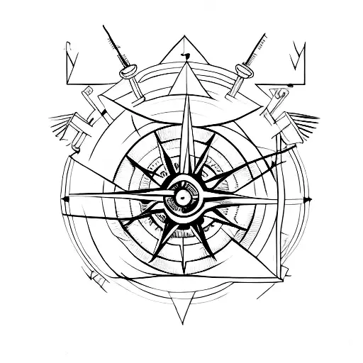 Fine Line Tattoo With Compass And A Lightbulb Lines Arrow