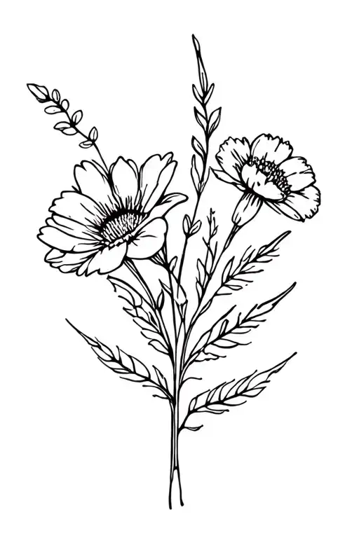 February August April Birth Flower Bouquet