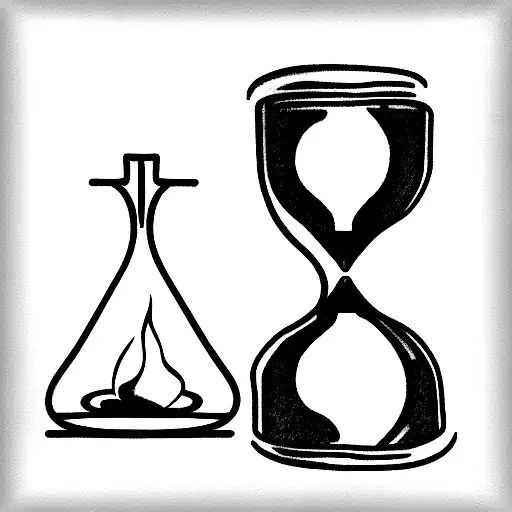 Hourglass With A Burning Polaroid Inside The Top Half