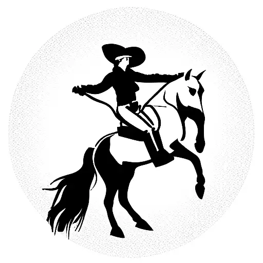 Cowgirl On Horse With Grass