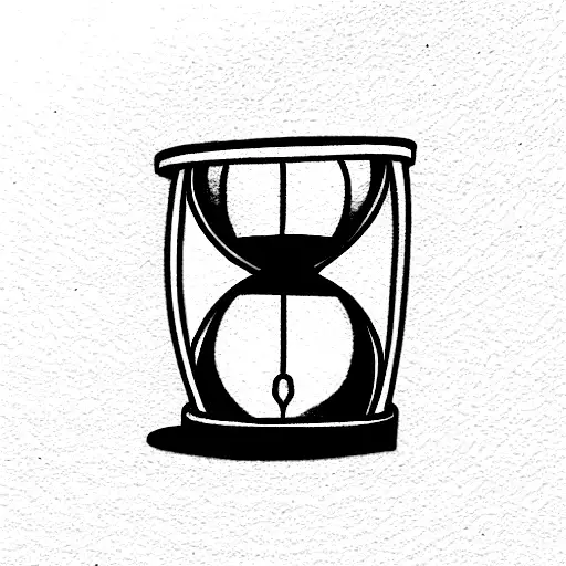 Hourglass With A Burning Polaroid Inside The Top Half