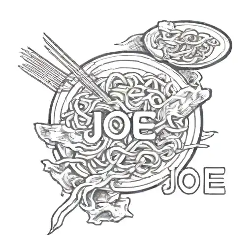 The Name Joe Spelling In A Plate Of Chinese Food