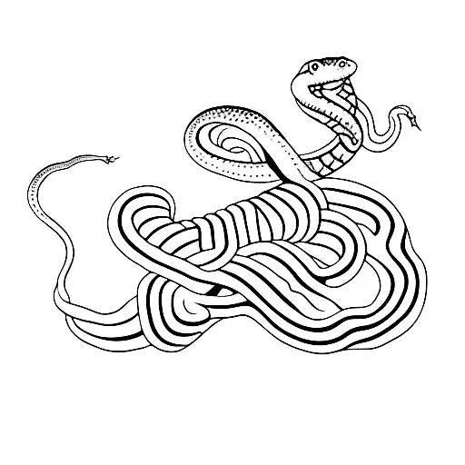 Snake Coils Around The Letter V