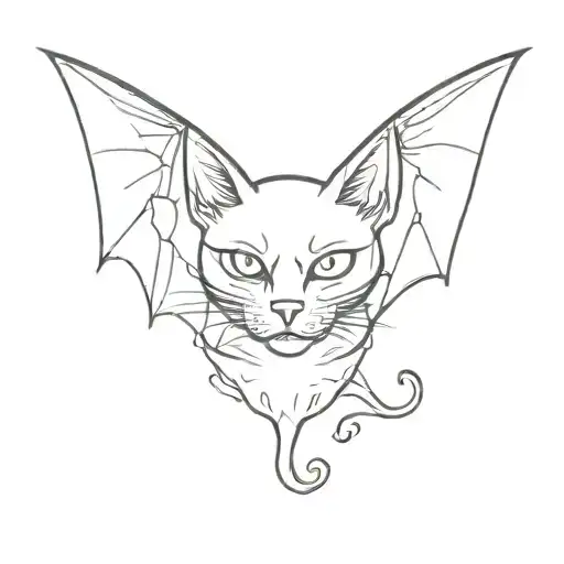 Black Cat With Bat Wings And Fangs