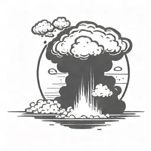 A Nuclear Explosion Mushroom Cloud Contained Within A Perfect Black Circle