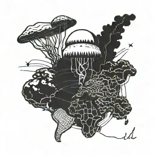 A 2-D Image Of The Earth With A Mushroom Cloud Visible From Space