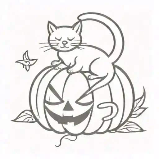 I'll Draw A Red Cat Sleeping On A Pumpkin King N