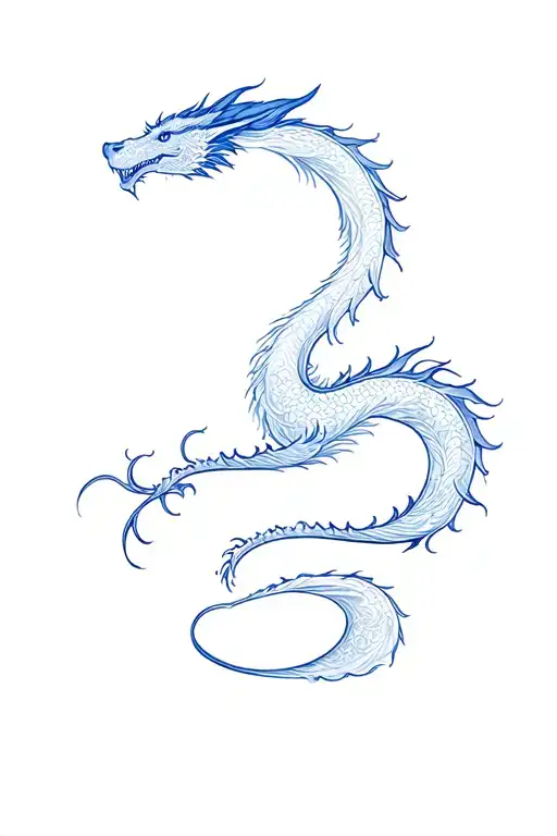 Blue Ink Dragon Waves