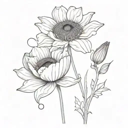 Sun Flower And Poppy Flower Growing