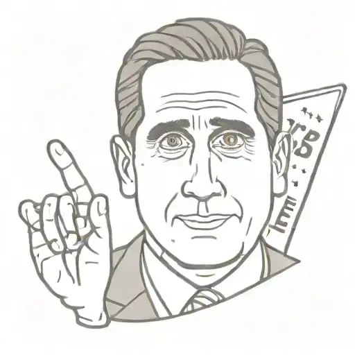 A Portrait Of Michael Scott Holding A 'Save Bandit' Sign In Black And Grey