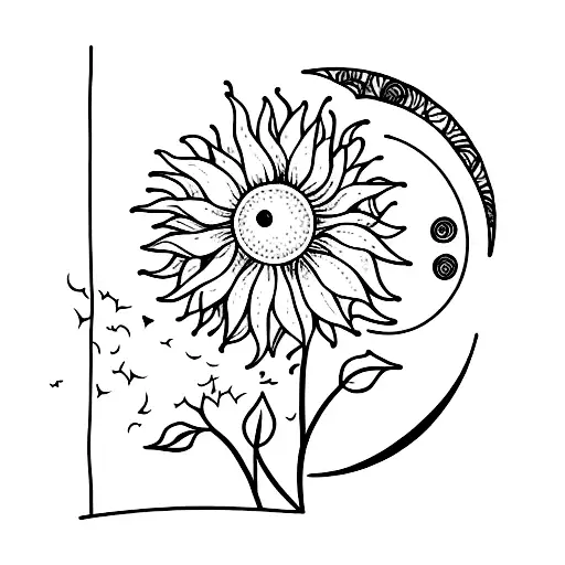 Crescent Moon With Sunflower