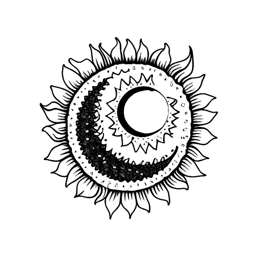 Crescent Moon With Sunflower
