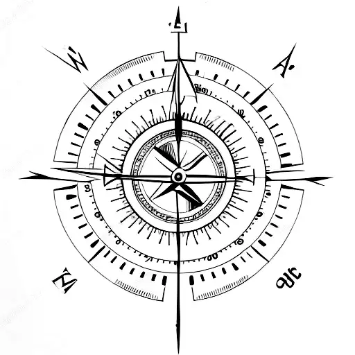 A Clock Face With Compass Points And An Arrow Indicating The Time
