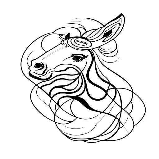 Contour Of The Head Of The Horse Woth Flowers