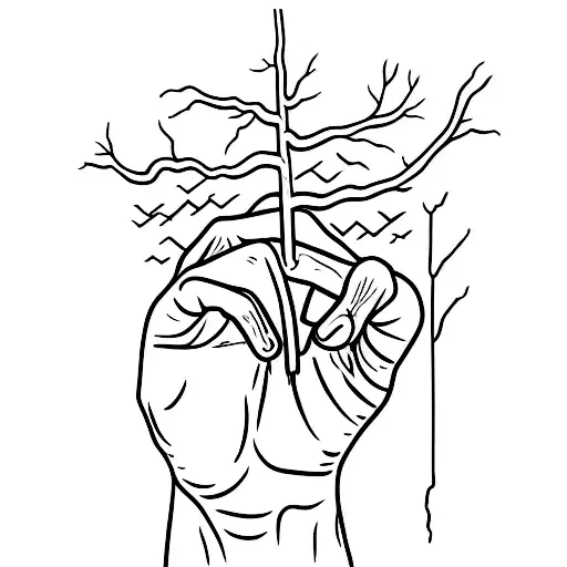 A Hand That Sticks Out Of The Swamp And Holds On To A Tree Branch