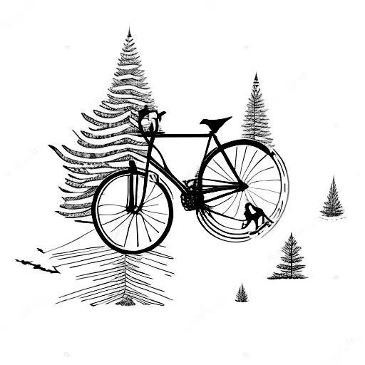 Golden Cut And Bicycle In Forest
