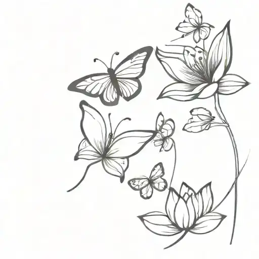 Butterflies Flying And Bloomed Lotus Flower Blooming