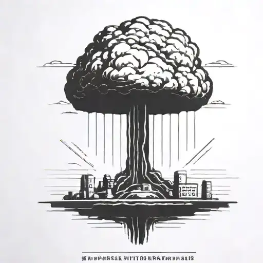 A Nuclear Explosion Mushroom Cloud Contained Within A Perfect Black Rectangle