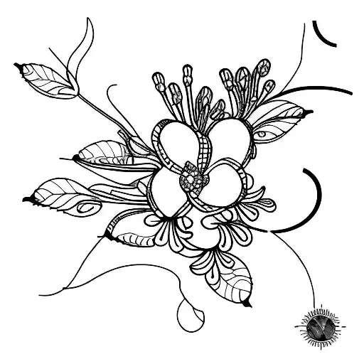 An Abstract Blackwork Tattoo Of A Blooming Syringa Vulgaris