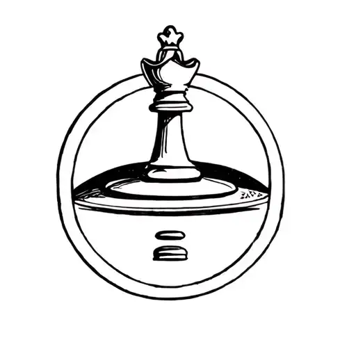 A Circle With A Pawn Of The Chess Game Inside With The King's Crown
