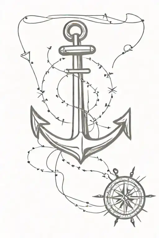 Anchor Compass Heartbeat Line