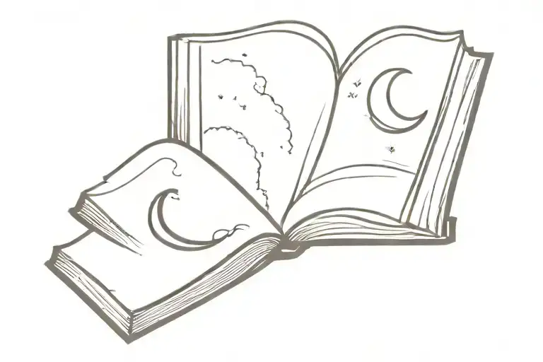 Open Book And Moon Merging Together