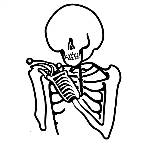 Skeleton Drinking Beer