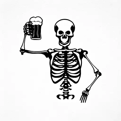 Skeleton Drinking Beer