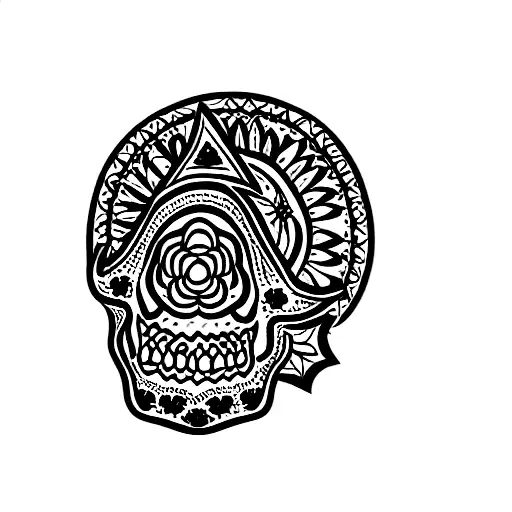 Mexican Skull With Mandala Around