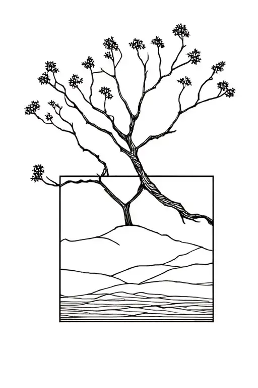 Minmlaist Rectangular Barren Tree And Horizon
