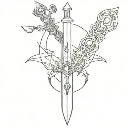 Sword With A Crystal Edge And A Talisman Tied To The Hilt