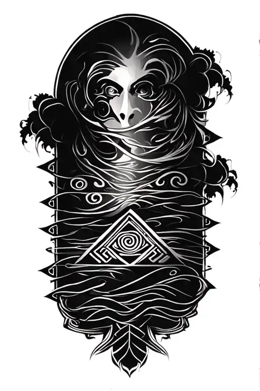 Tribal Lines Margining With Greek Key Intertwined Lines Below