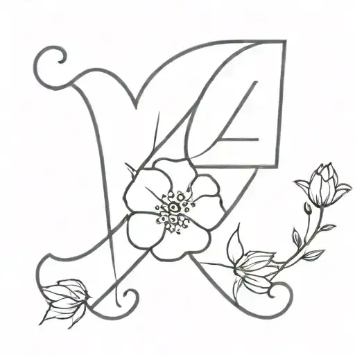 Love Theme With E Letter And Flowers