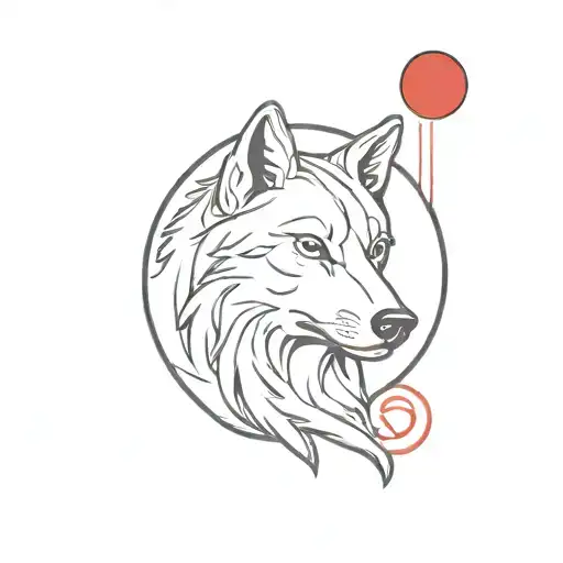Wolf And A Moon And In The Neck Of Wolf The Letter S With Red