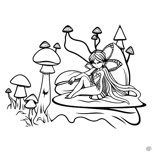 Fairy Sitting On Top Of A Mushroom