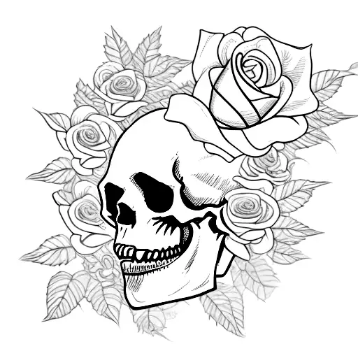 A Detailed Portrait Of Mary The Skull Crusher Surrounded By Roses And Thorns