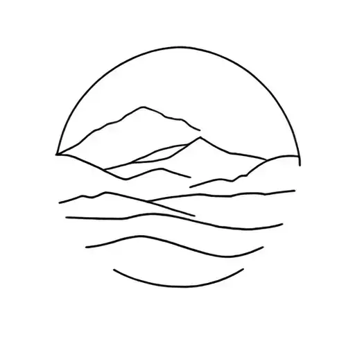 Fine Line Outline Tatttoo Of The Hills In Ashhurst New Zealand