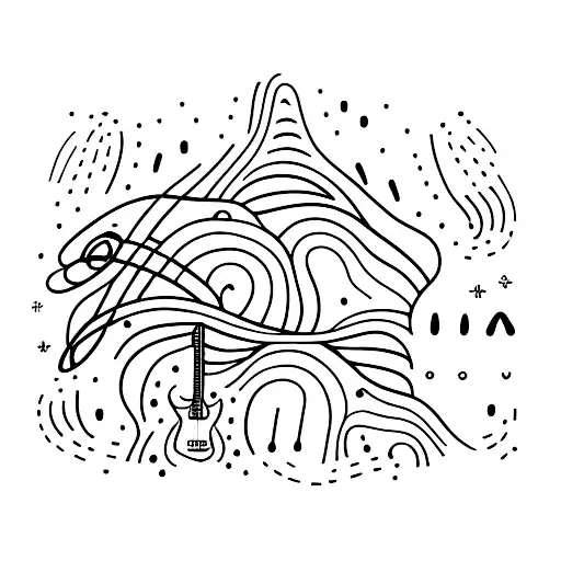 A Swimmer Surrounded By Guitar Strings In A Forest