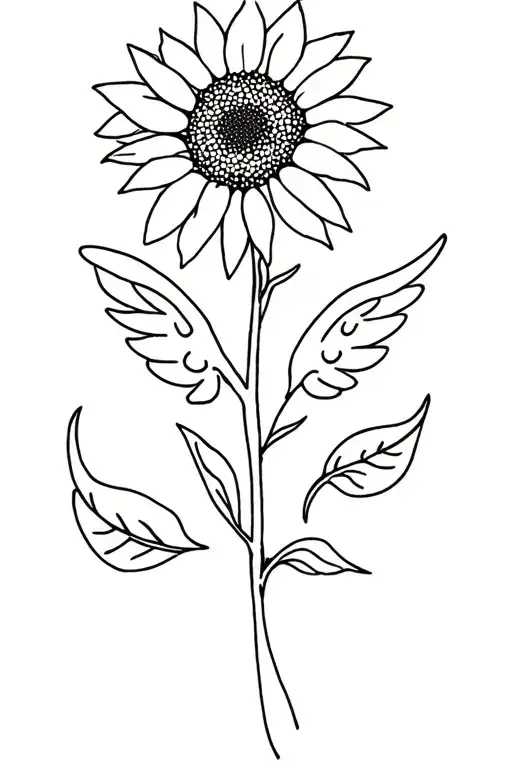 Sunflower And Writing Saying Angel On Stem
