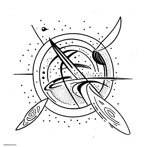 A Crescent Moon And Saturn Orbiting Each Other