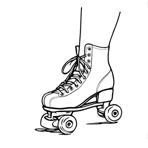 Fine Line Roller Skate Tattoo On The Ankle