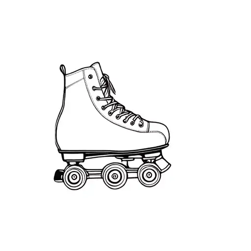 Fine Line Roller Skate Tattoo On The Bicep