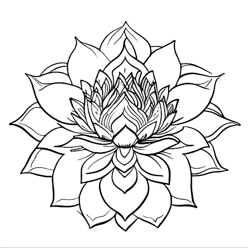 A Minimalist Design Of A Lotus Flower Surrounded By The Words 'Devotion' In A Delicate Script Font
