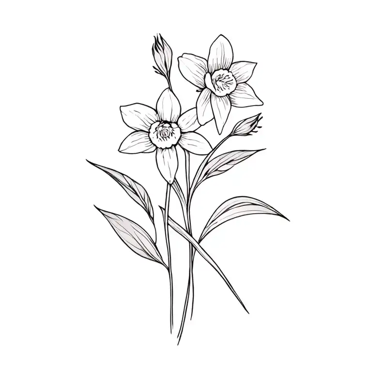 Larkspur And Daffodil Intertwined