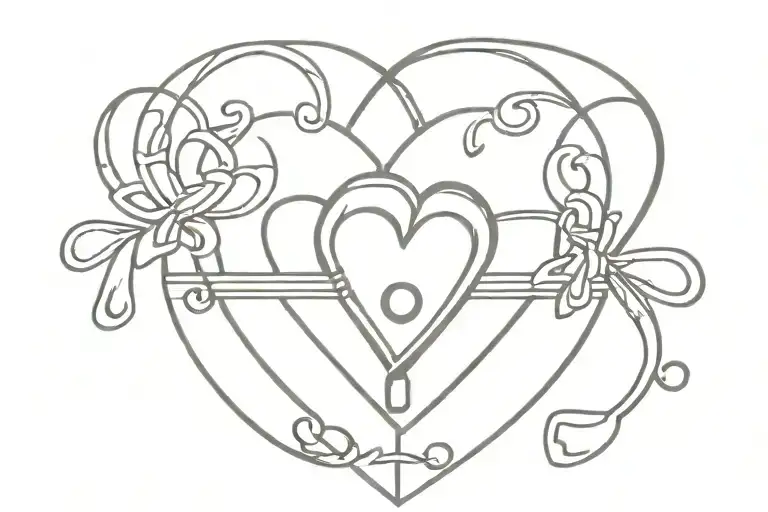 Symbol With 444 In The Middle Of A Heart Shaped Lock