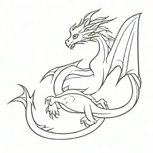 Minimalist Flying Dragon Tattoo For A Woman