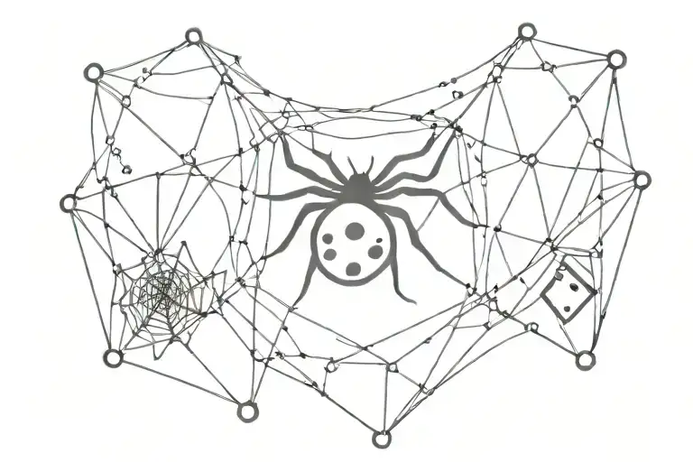 Spider On Web And Dice Intertwined